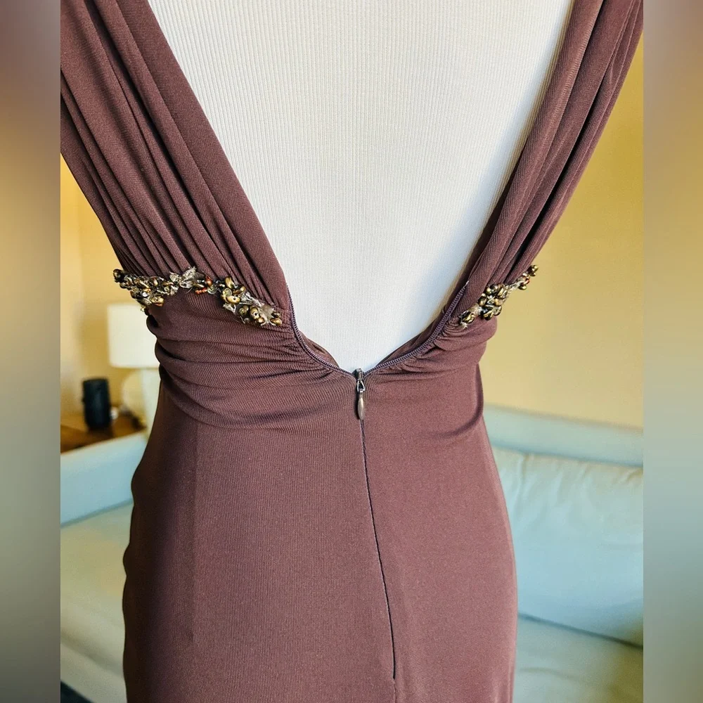 Vintage David Meister Chocolate Brown Cocktail Dress Size 2 - Picture 9 of 14